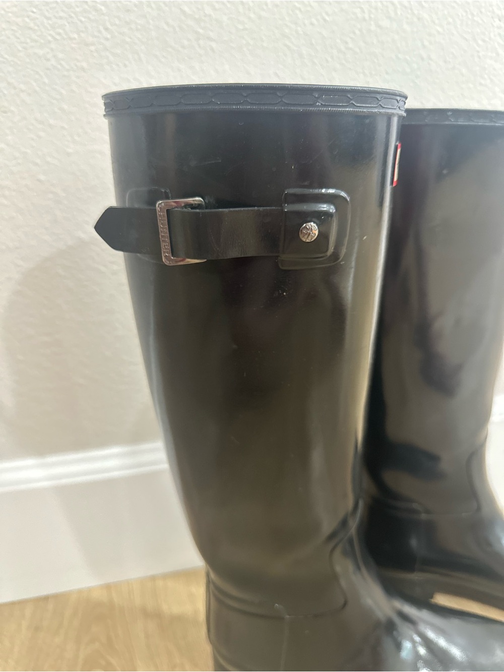 Hunter Gloss Black Knee-High Rain Boots - Picture 9 of 10